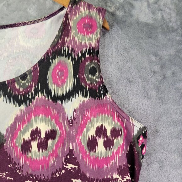 R&K Originals Women TankTop 16 Multicolor Abstract Ikat Print Stretch Sleeveless - Picture 3 of 7